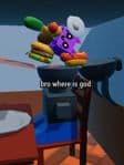 unfinished Oswald eats